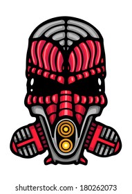 Robotic smoke helmet, vector illustration