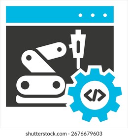 Software robótico Glifo Azul Gris Ilustración de un solo icono