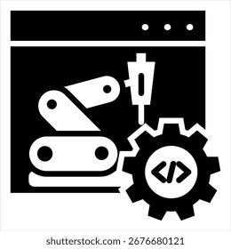 Glifo de software robótico Ilustración de icono único