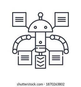 Robotic solutions icon, linear isolated illustration, thin line vector, web design sign, outline concept symbol with editable stroke on white background.