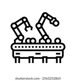 robotic sorting system robot harvests line icon vector. robotic sorting system robot harvests sign. isolated contour symbol black illustration