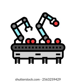 robotic sorting system robot harvests color icon vector. robotic sorting system robot harvests sign. isolated symbol illustration