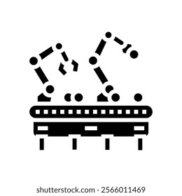 robotic sorting system robot harvests glyph icon vector. robotic sorting system robot harvests sign. isolated symbol illustration