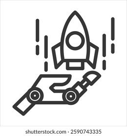 Robotic Startup Outline Icon Vector Illustration