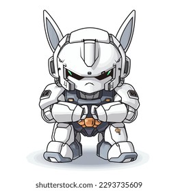 The robotic super hero featured in this artwork is shown standing strong and ready for action, with their trusty weapon at the ready.