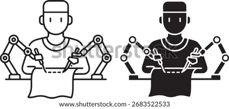 Robotic surgeon performing operation medical technology icon vector illustration