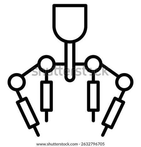 Robotic surgery icon Black and white outline vector