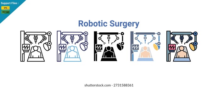 Symbol für robotische Chirurgie, Symbol für mehrere Stile, Vektor.