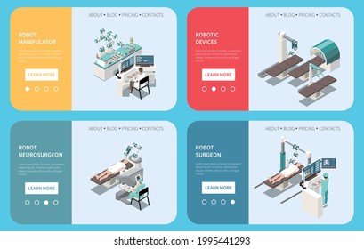 Robotic Surgery Isometric Composition Set With Robotic Device Symbols Isolated Vector Illustration