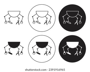 Robotic Surgery vector illustration set. Computer-powered remote operation vector illustration symbol. Surgical arm vector illustration in black color