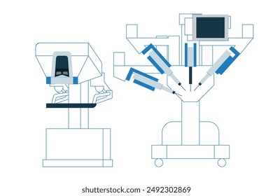 Robotic Surgical Assisted System. Medical Equipment. Modern Flat Vector Illustration. Landing Page Design Template. Website Banner.