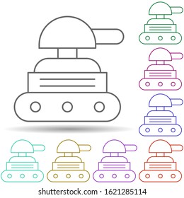 Robotic tank army technology in multi color style icon. Simple thin line, outline vector of robotisc icons for ui and ux, website or mobile application