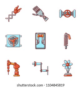 Robotic tech icons set. Cartoon set of 9 robotic tech vector icons for web isolated on white background