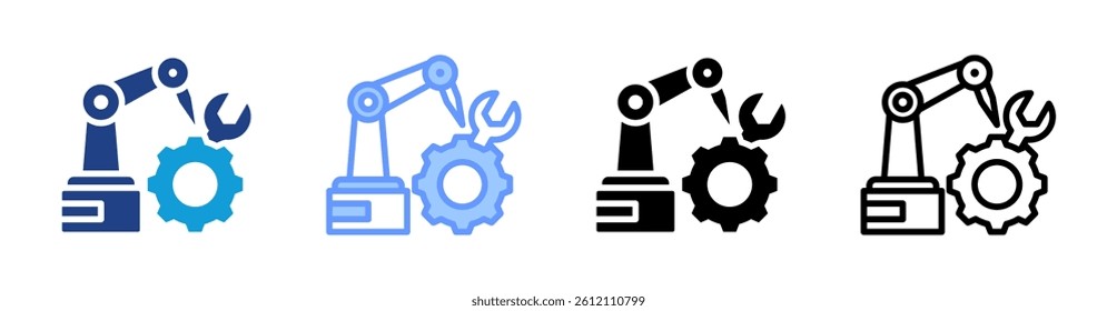 Robotic Technician icon set multiple style collection