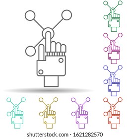 Robotic technology click chip in multi color style icon. Simple thin line, outline vector of robotisc icons for ui and ux, website or mobile application