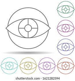 Robotic technology eye in multi color style icon. Simple thin line, outline vector of robotisc icons for ui and ux, website or mobile application