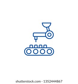 Robotic technology line icon concept. Robotic technology flat  vector symbol, sign, outline illustration.