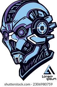 robotic thinking, Futuristic Robotic Head Logo Design, symbolizing advanced machine learning