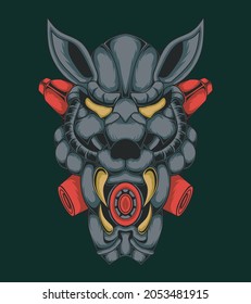 Robotic tiger head illustration, perfect for design of t-shirts, stickers, merchandise, etc