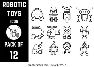 Robotic Toys icon pack bundle lineart vector template