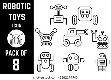Robotic Toys icon pack bundle lineart vector template