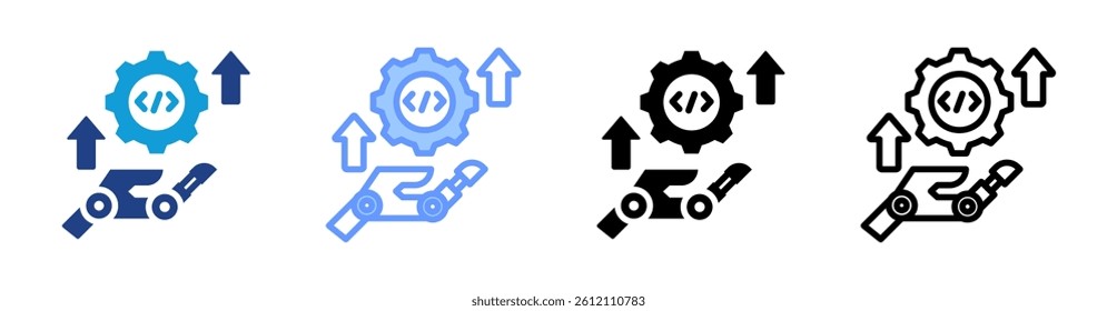 Robotic Upgrade icon set multiple style collection