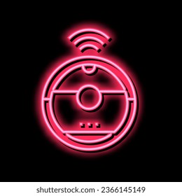robotic vaccum cleaner neon light sign vector. robotic vaccum cleaner illustration