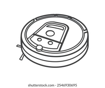 Robotic vacuum cleaner. Home appliances. Vector illustration.