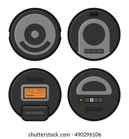 Robotic Vacuum Cleaner Icons Set. Vector