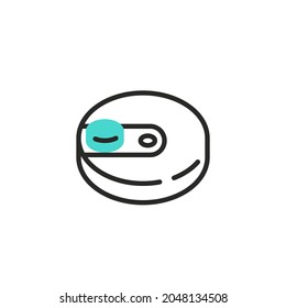 Robotic vacuum cleaner line icon. linear style sign for mobile concept and web design. Wireless vacuum cleaner outline vector icon. Symbol, logo illustration. Vector graphics