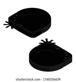 Robotic vacuum cleaner smart cleaning technology. Isometric view. Vector