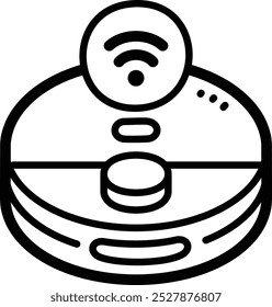 Robotic vacuum doodle vector icon and illustration
