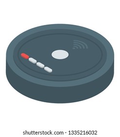 Robotic vacuum icon in isometric vector 