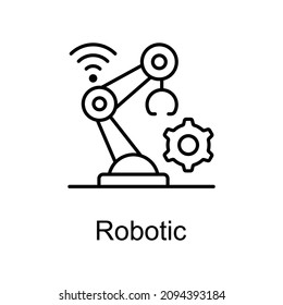 Robotic vector outline icon for web isolated on white background EPS 10 file