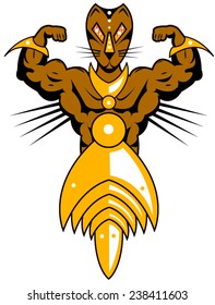 robotic warrior cat man super hero
