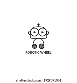 Robotic wheel logo design vector template