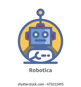 Robotica Technology flat vector icon to be use in app, website, infographic or for graphic elements 