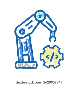 robótica braço tecnologia doodle ícone esboço vetor. robótica braço tecnologia sinal. ilustração símbolo isolado