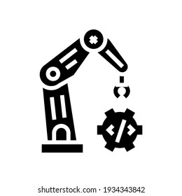 robotics arm technology glyph icon vector. robotics arm technology sign. isolated contour symbol black illustration