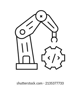 Robotik Arm Technologie Linie Symbol Vektorgrafik. Robotik-Arm-Technologie-Zeichen. isoliertes Kontursymbol
