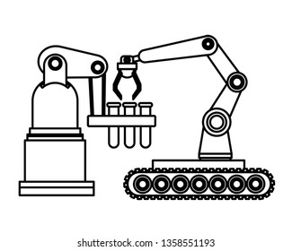 robotics arms mobil with test tubes black and white