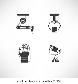robotics and artificial intelligence icons set