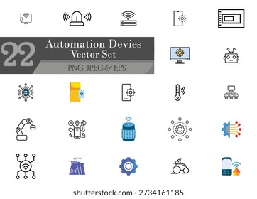 Ícones de dispositivos de robótica e automação