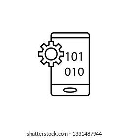 Robotics binary code outline icon. Signs and symbols can be used for web, logo, mobile app, UI, UX