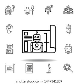 Robotics blueprint outline icon. set of robotics illustration icons. signs, symbols can be used for web, logo, mobile app, UI, UX