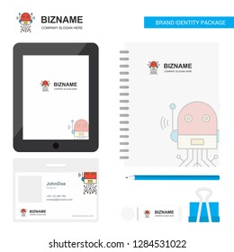 Robotics Business Logo, Tab App, Diary PVC Employee Card and USB Brand Stationary Package Design Vector Template
