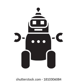 robotics concept, cartoon robot with cute face icon over white background, silhouette style, vector illustration