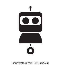robotics concept, cartoon robot icon over white background, silhouette style, vector illustration