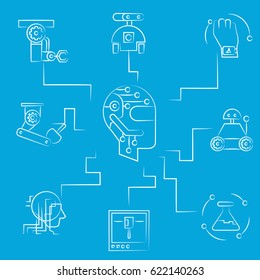 robotics concept diagram in blue background