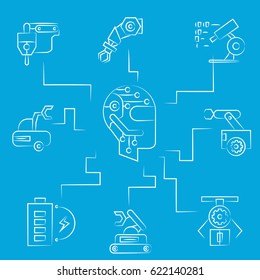 robotics concept diagram in blue background